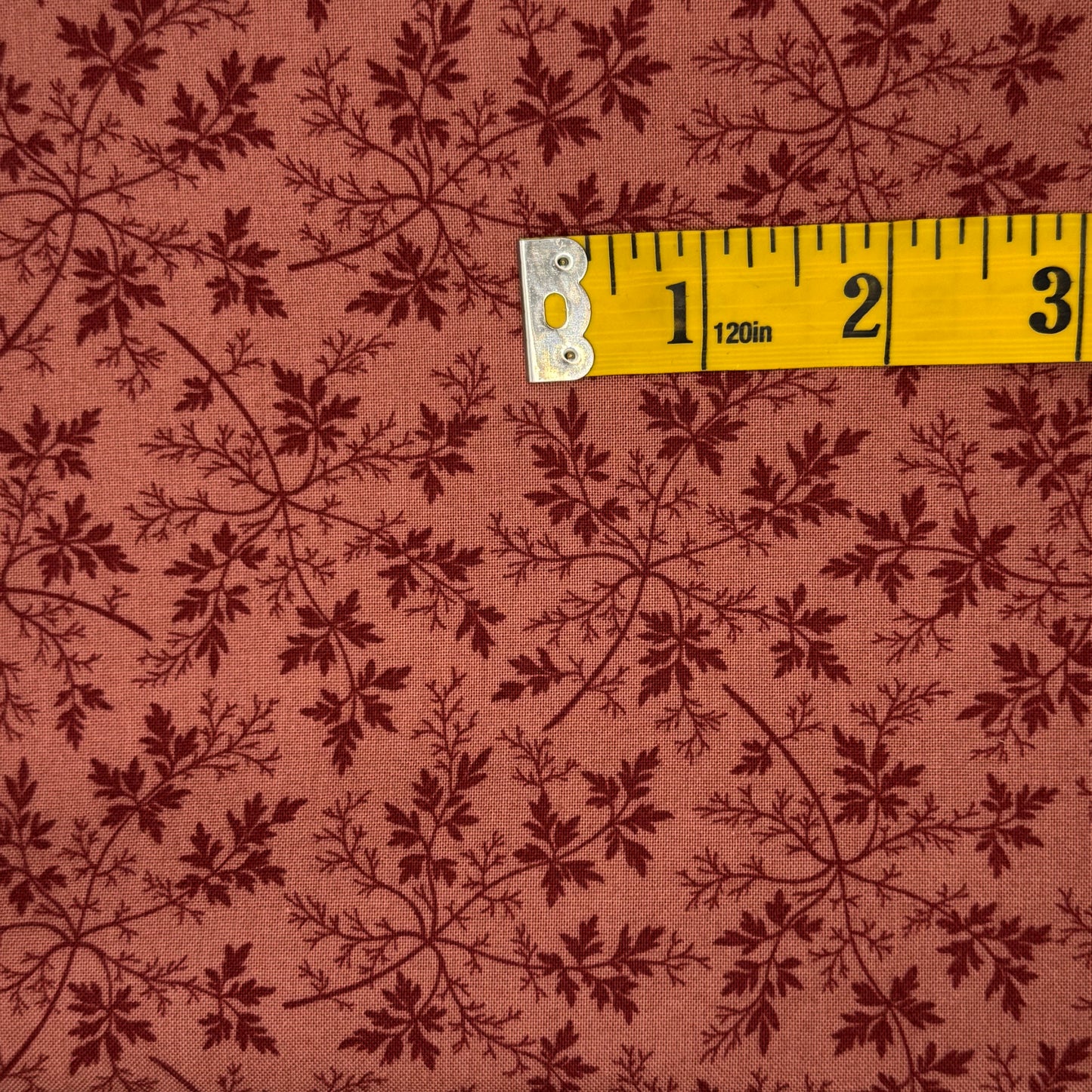 Two Tone Red Leaves Cotton: 2 yds
