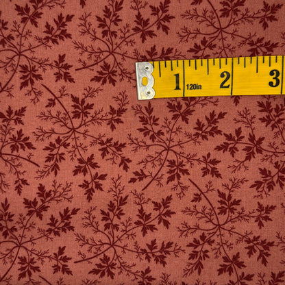 Two Tone Red Leaves Cotton: 2 yds
