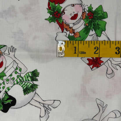 Snowball Ladies on White Background Cotton: 1 yd