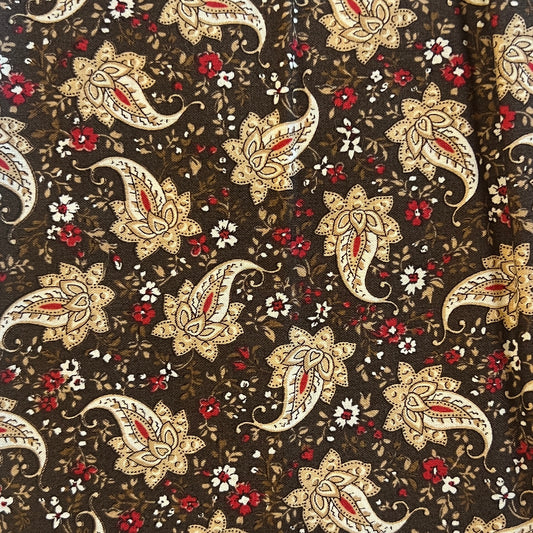 Brown & Cream Paisley Cotton: 1 yd