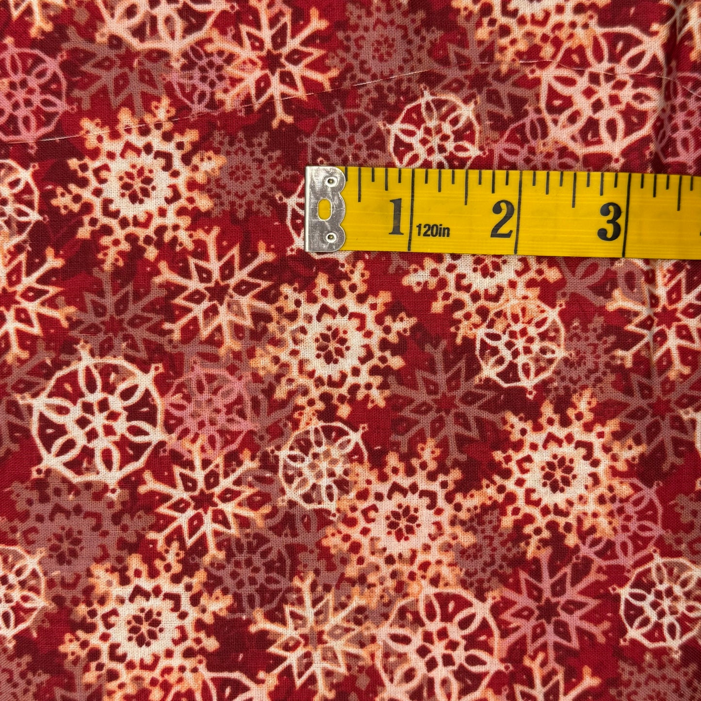 Red With White Snowflakes Cotton Blend: 4 yds