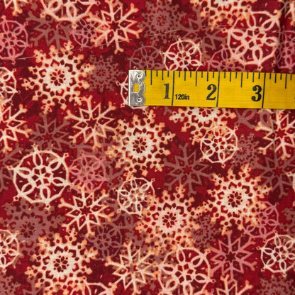 Red With White Snowflakes Cotton Blend: 4 yds