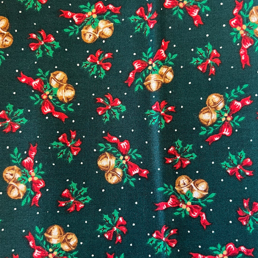 Holly Berries & Bells Cotton:1 yd