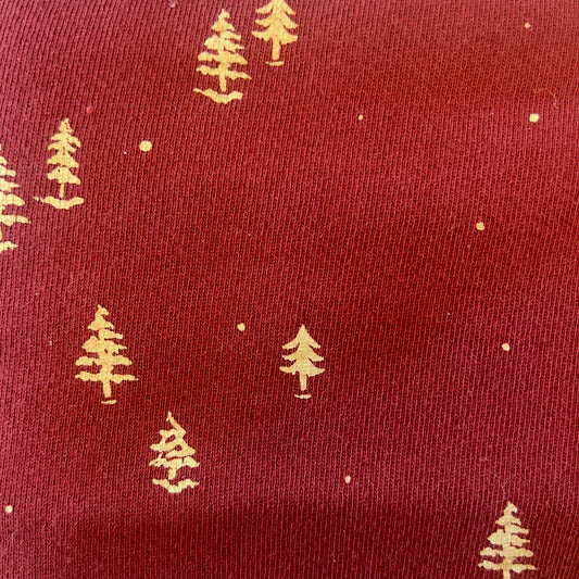 Maroon Trees Knit: 1 yd