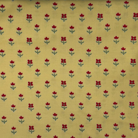 Yellow With Red Floral Cotton: 1.25 yds