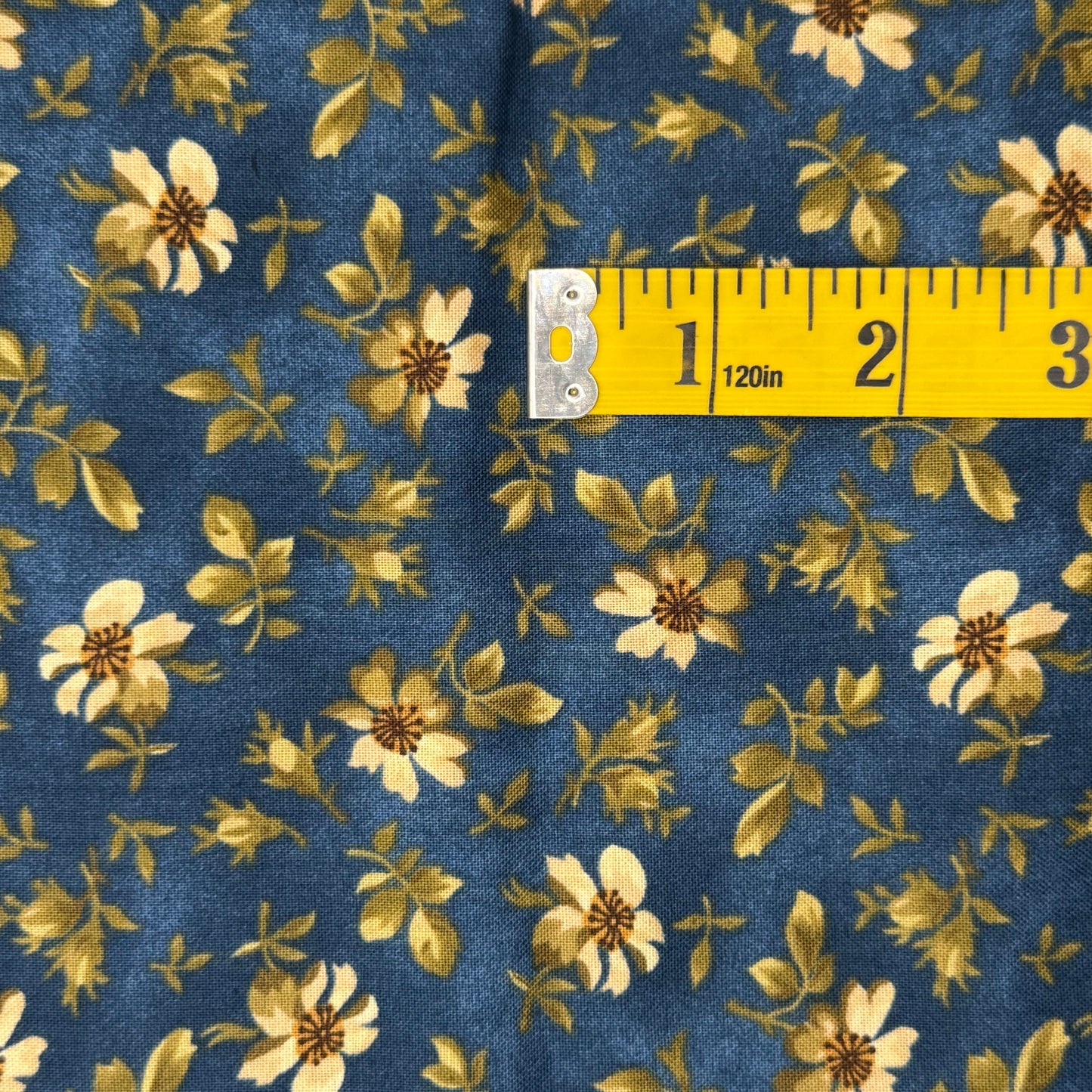 Blue & Cream Floral Cotton: 2.5 yds