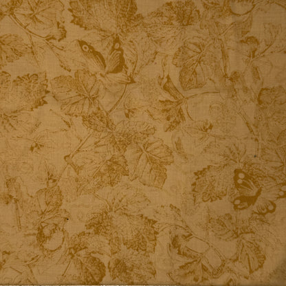 Tea Dyed Effect Subtle Floral & Butterflies Cotton: 1 yd