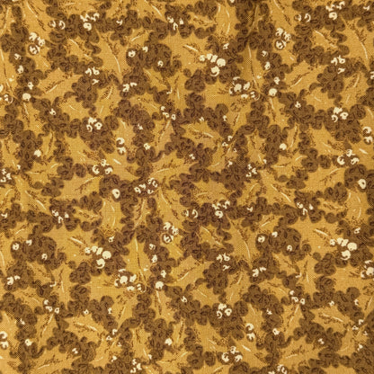 Tan & Brown Holly Leaves Cotton: 1 yd