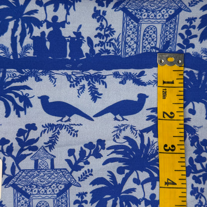 Blue Tonal Tropical Print Cotton: 2 yds
