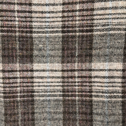Brown & Cream Plaid Wool Blend: 1 yd