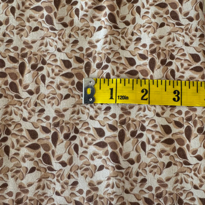 Tan with Brown Leaves Medium Weight Cotton: 2 yds