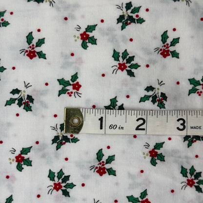 Holly and Poinsettia Novelty Print Cotton: 3.5 yds