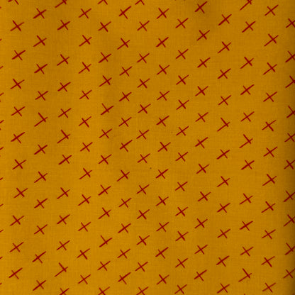Yellow With Red Cross Marks Cotton: 2 yds