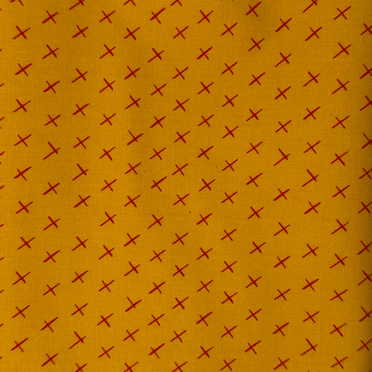 Yellow With Red Cross Marks Cotton: 2 yds