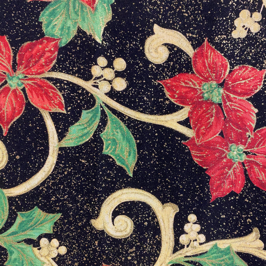 Red Poinsettia Cotton: 1 yd
