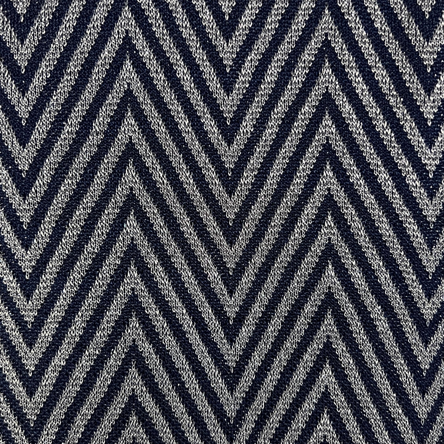 Navy & Silver Metallic Knit: 1.5 yds