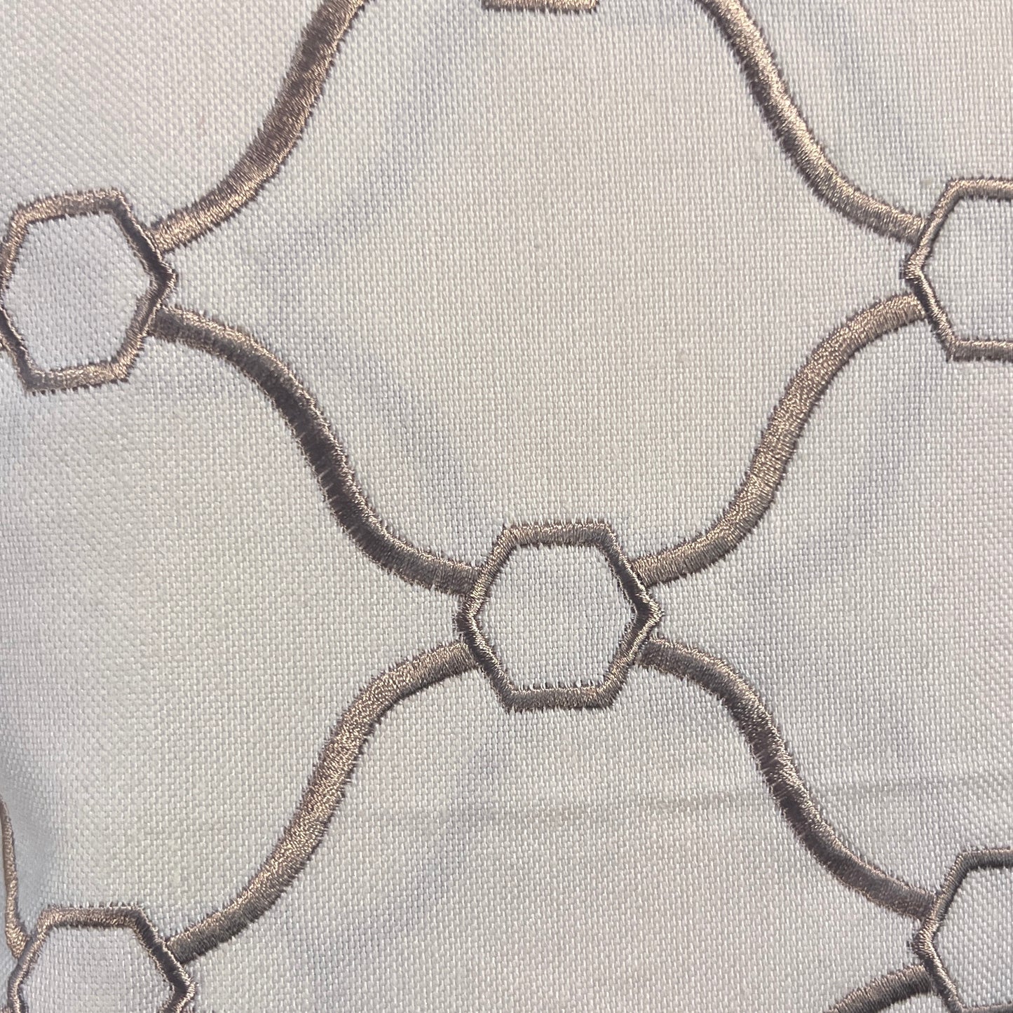Cream With Embroidered Hexagons Home Decor: 2.5 yds
