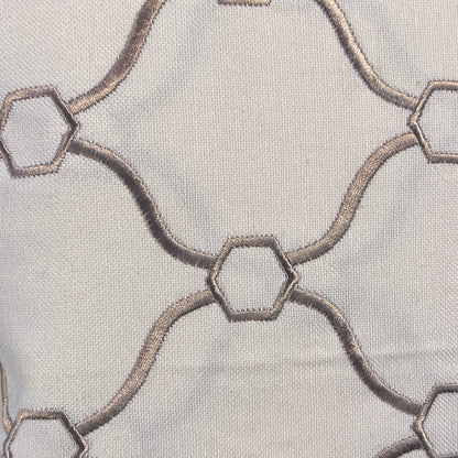 Cream With Embroidered Hexagons Home Decor: 2.5 yds