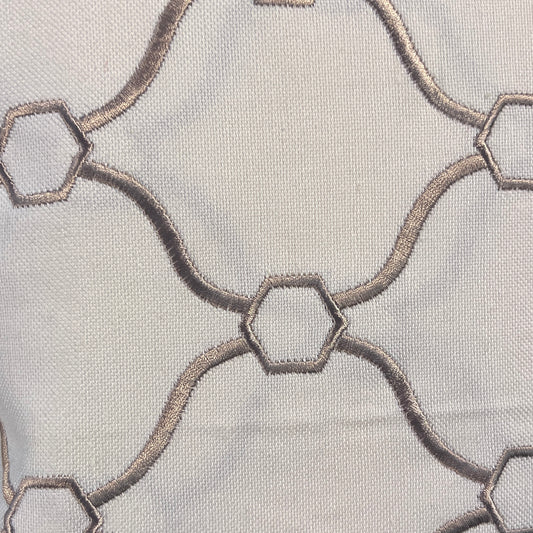 Cream With Embroidered Hexagons Home Decor: 2.5 yds