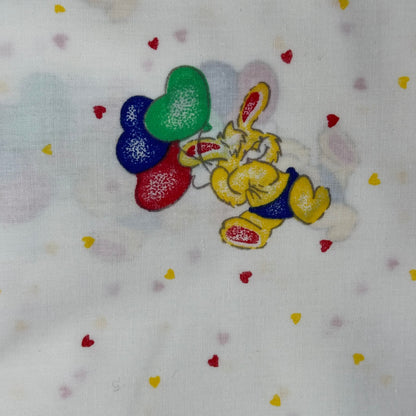 Multicolor on White Bunnies/Balloons/Hearts Novelty Print Cotton: 2 yds