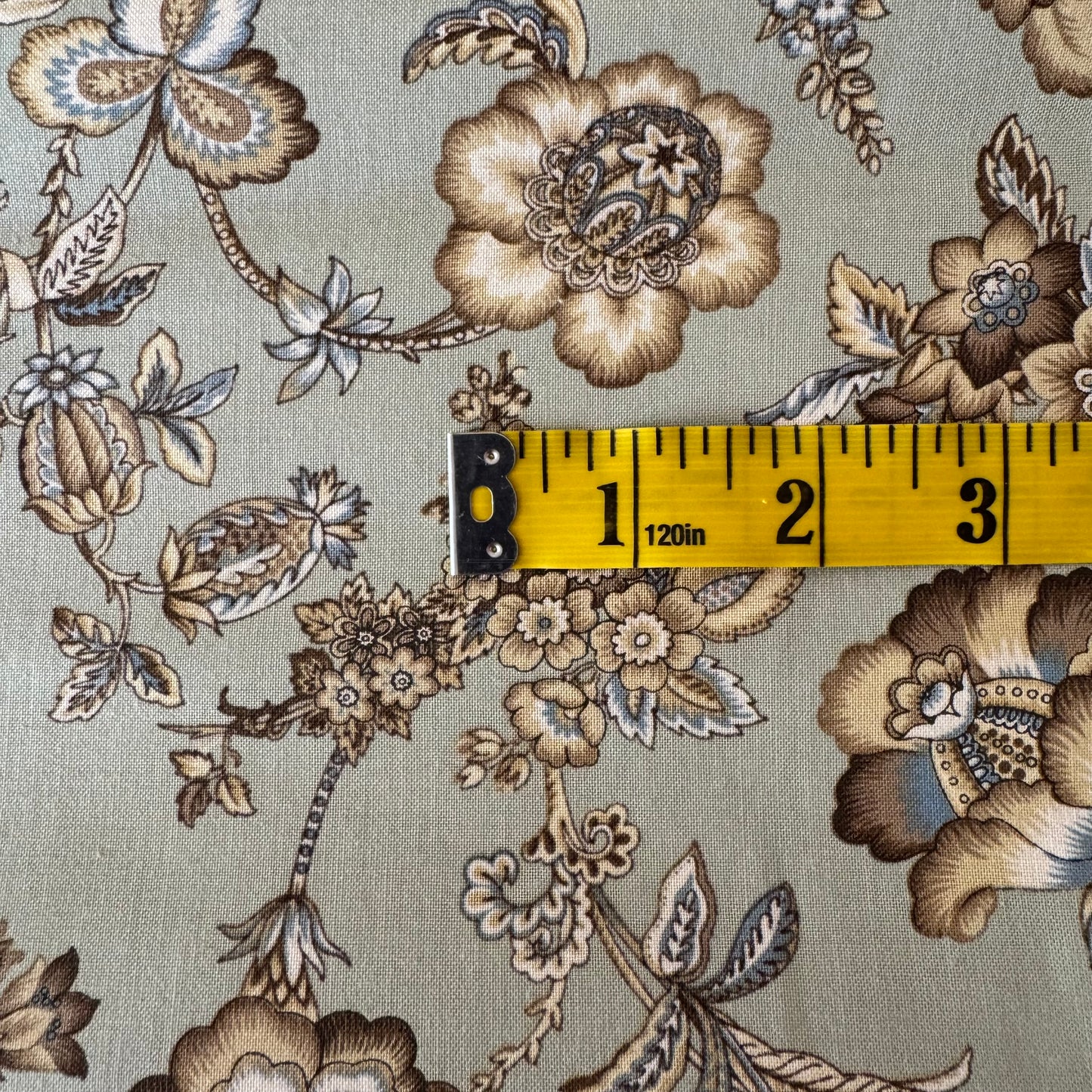 Green Fancy Floral Cotton: 1 yd
