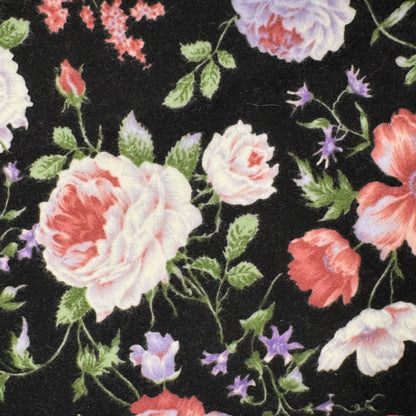 Black With Floral Brushed Cotton Blend: 2.5 yds