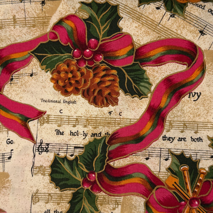 Pine Cones & Sheet Music Cotton: 1 yd