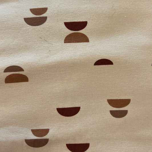 Tan Half Circles Stretch Jersey: 1 yd