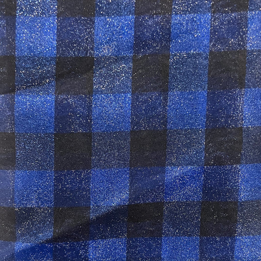 Shiny Blue Buffalo Check Polyester