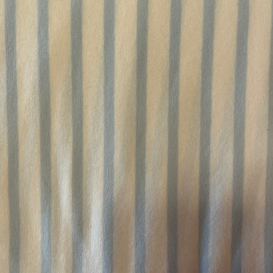 White With Blue Stripe Stretch Jersey: 3 yds