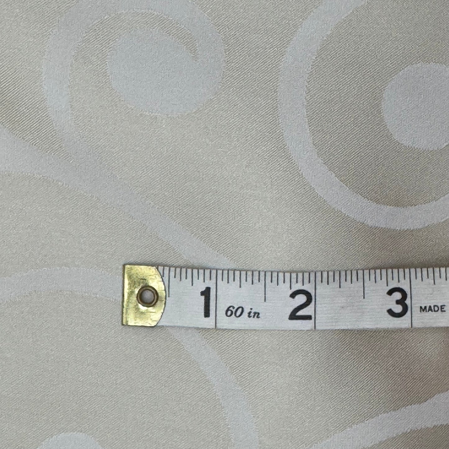 Cream with White Scrolls Jacquard Poly: 2.25 yds