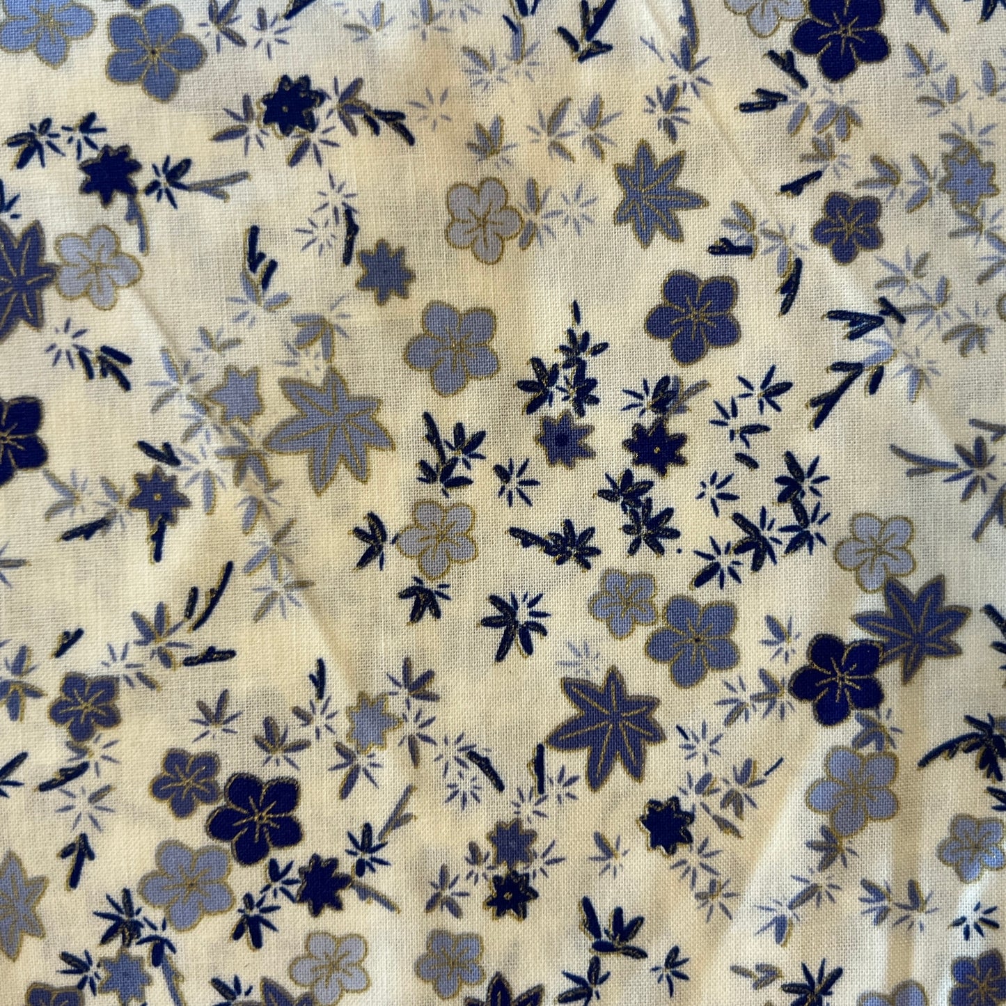 Blue Floral Cotton: 3 yds