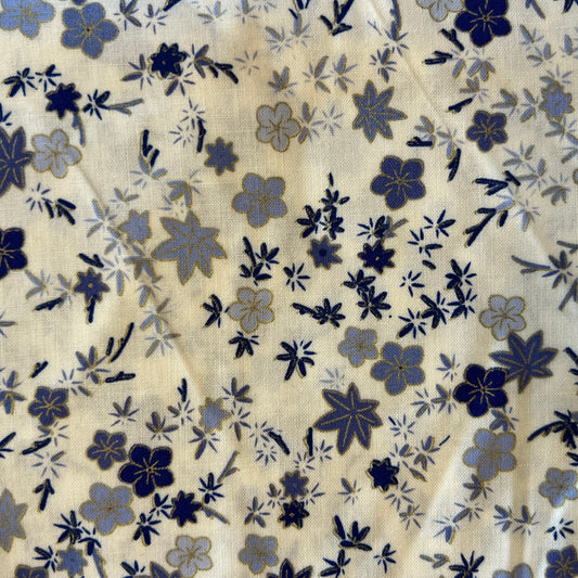 Blue Floral Cotton: 3 yds
