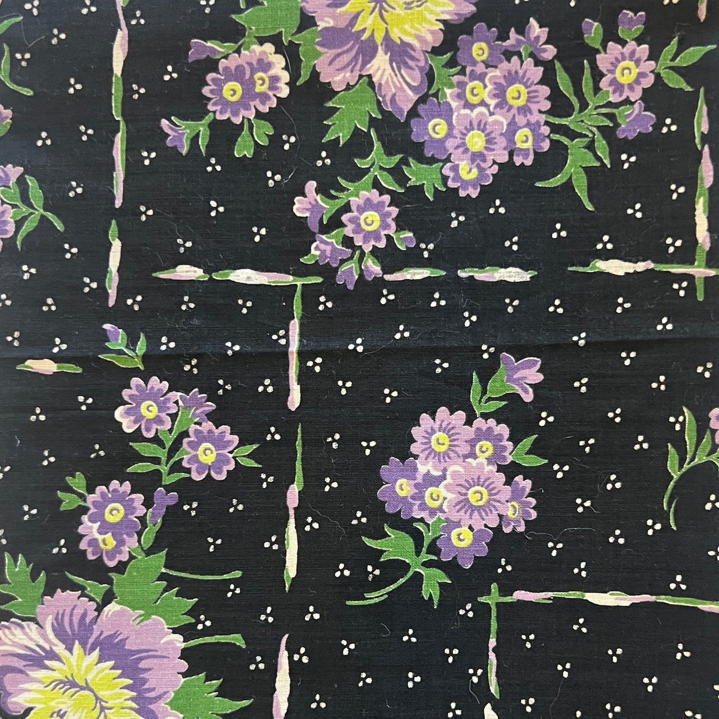 Black With Purple Floral Cotton: 3 yds