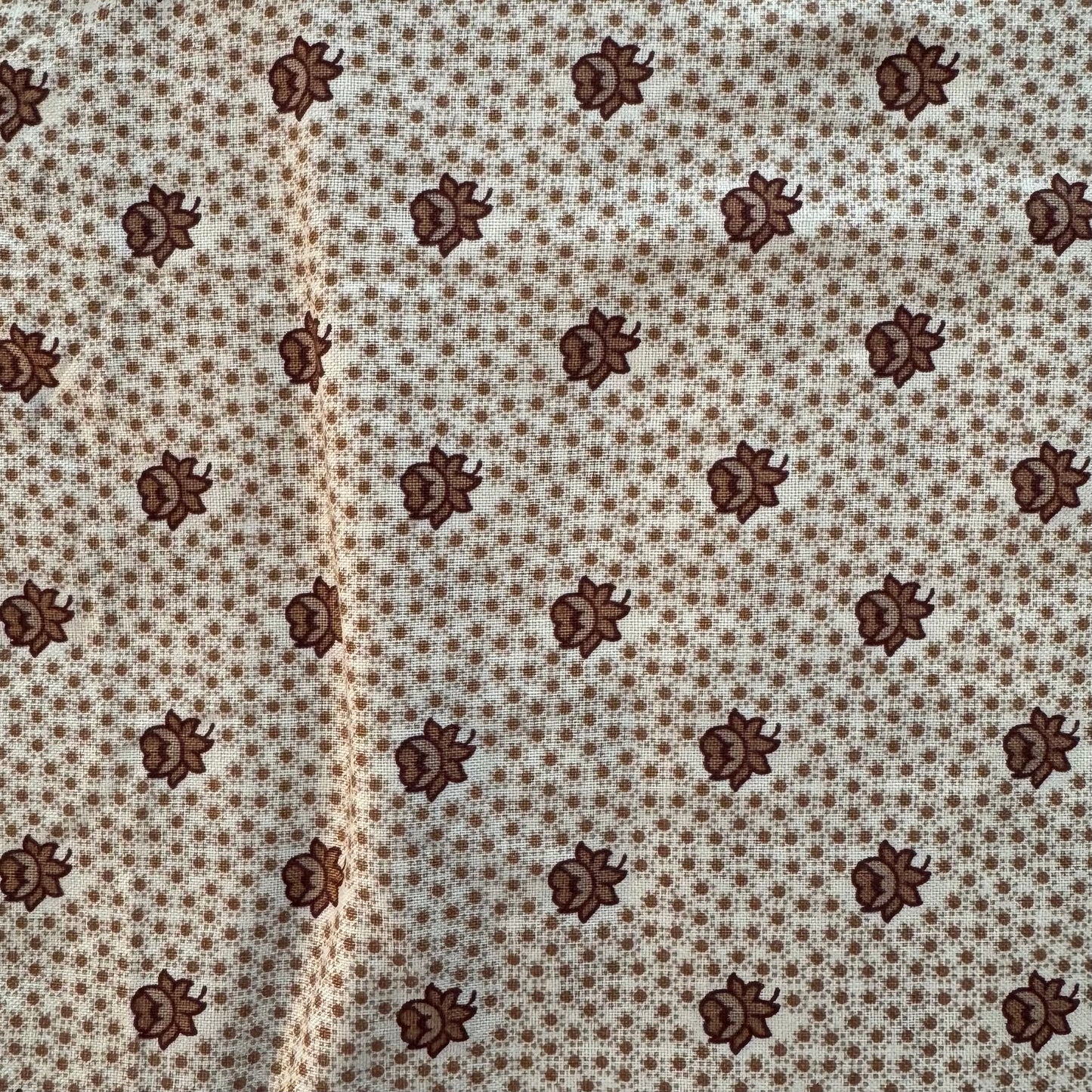 Cream & Brown Floral Cotton: 2.25 yds