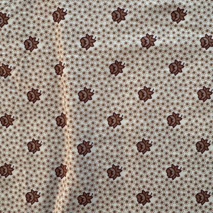 Cream & Brown Floral Cotton: 2.25 yds
