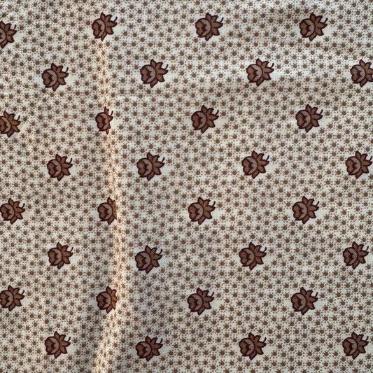 Cream & Brown Floral Cotton: 2.25 yds