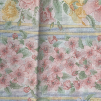 Pink, Blue & Yellow Striped Floral: 3 yds