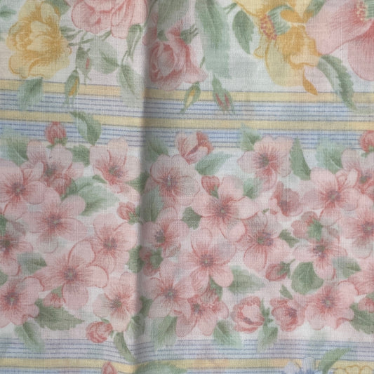Pink, Blue & Yellow Striped Floral: 3 yds
