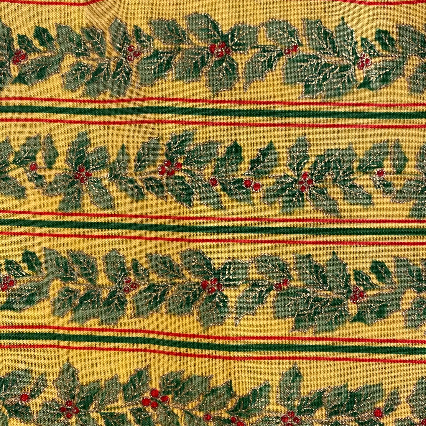 Striped Holly Berries Cotton: 3 yds