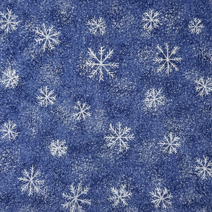 Blue With White Speckles & Snowflakes Cotton: 2 yds