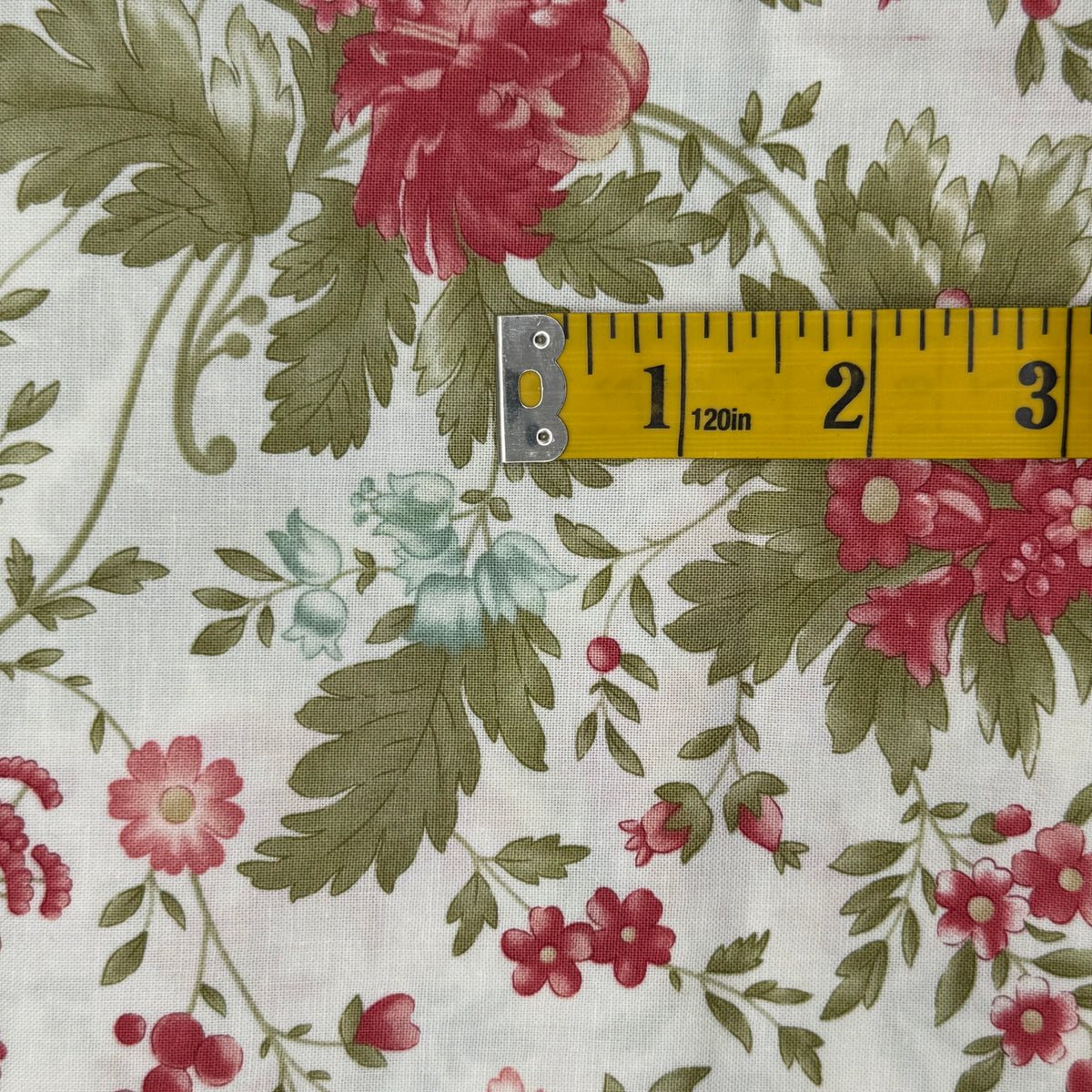 Red & Blue Fancy Floral Cotton: 2.5 yds