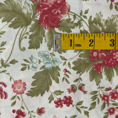 Red & Blue Fancy Floral Cotton: 2.5 yds