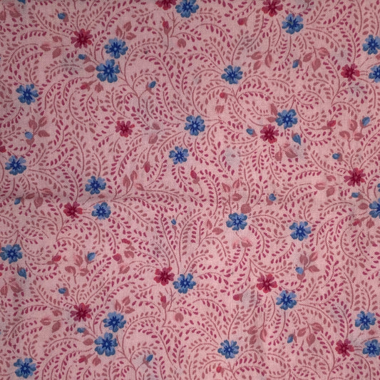 Pink Floral & Vines Cotton: 1 yd