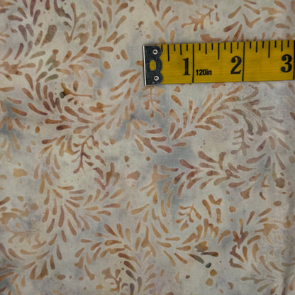 Cream & Tan Leaves Batik Cotton: 2.5 yds