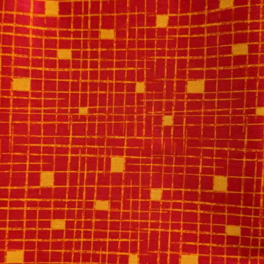 Red & Orange Modern Marks Cotton: 3 yds