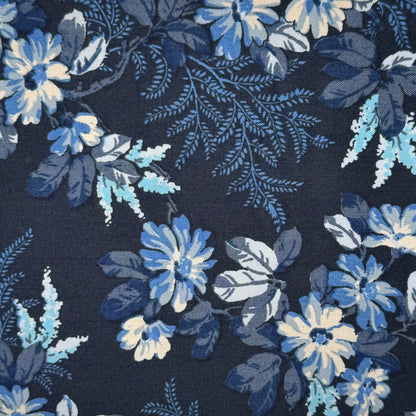 Blue & White Floral Cotton: 1.25 yds