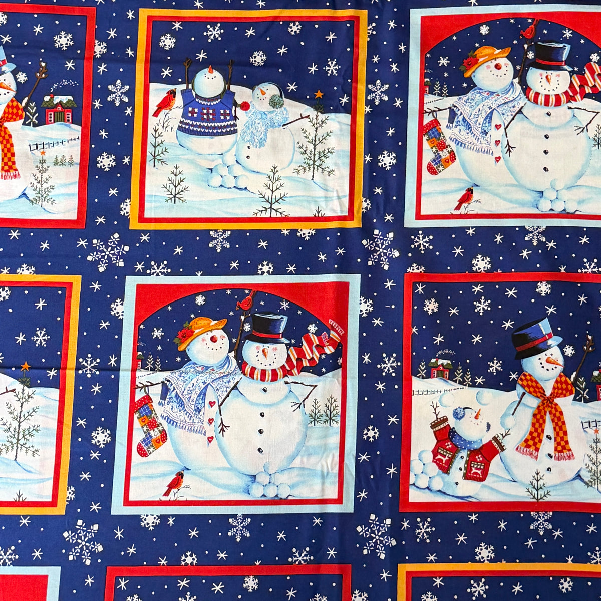 Snowmen in Winter Scenes Cotton: 3 yds
