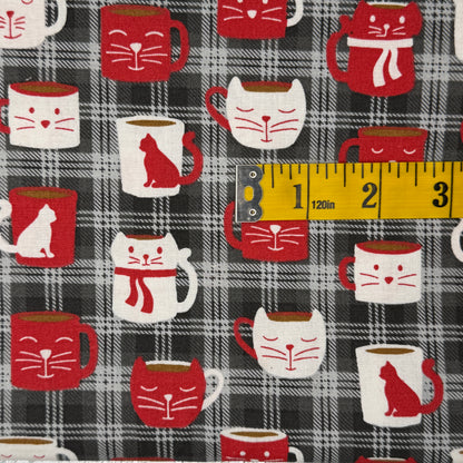 Coffee Cats Cotton Blend: 2 yds