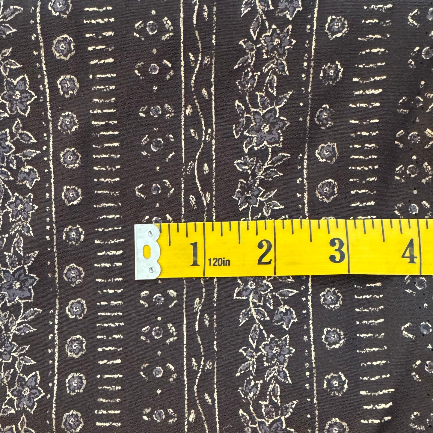 Black & Blue Striped Floral Poly Rayon: 2.5 yds